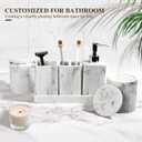 YMXYJM Bathroom Accessories Set, 6 Piece Bathroom Set with Toothbrush Holders, Soap Dispenser, Vanity Tray, Tumbler, Cotton Swab Jars, Bathroom OrganizerBathroom Sink Sets, Artificial Marble White
