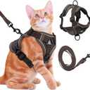 Cat Harness and Leash for Walking Soft Cat Harness Escape Proof, Adjustable Kitten Harness Cat Leash Reflective Strips Jacket, Breathable Cat Vest Harness Set for Kitten Easy to Wear Outdoor Walking (X-Large, Brown)