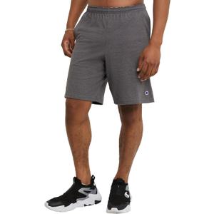 Champion Mens 9 Lounge Shorts, Standard Fit, Lightweight, (Small, Granite Heather - C Logo)