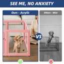 Clear Acrylic Dog Playpen Indoor Pet Pen, 24" H, Pink, 10 Panels