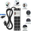 Metal Heavy Duty Surge Protector Power Strip 20 Amp, 2500J 2500W 12 Gauge Extension Cord with Multiple Outlets,Wall Mount Power Strip for Industrial,Workshop, Garage,10FT