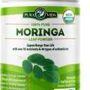 PURA VIDA MORINGA Organic Moringa Powder, Premium 100% Leaf Powder Single Origin - USDA Organic Moringa Oleifera Leaf, Perfect for Smoothies & Recipes, 8 oz, Exp 11/2027
