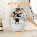 Makeup Brush Holder with Lid, 360° Rotating Cosmetic Organizer for Vanity