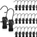 Boot Hanger Clips for Closet, Laundry Hanging Hooks Heavy Duty Clips Boot Holder Portable Single Hooks Space Saving for Pants Jeans Clothes Hats Tall Towels(Black,20 Pieces)
