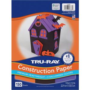 Tru-Ray Premium Construction Paper, Halloween Colored Paper, 3 Assorted Colors, 9 x 12, 150 Sheets