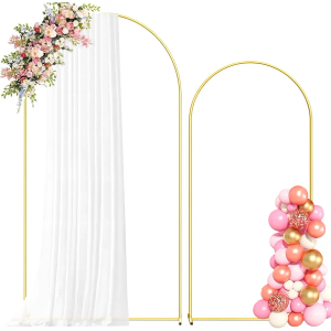 Metal Arch Backdrop Stand, 7.2FT+6FT Wedding Arch Frame, Balloon Arch Backdrop Stand Set of 2, Gold Wedding Arch Backdrop Stand for Wedding Birthday Party Baby Shower Graduation Ceremony Decor