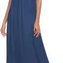 Ekouaer Womens Sleeveless Nightgown Full Slip Nightshirt Print Nightwear Full Length Loungewear Soft Nightdress (X-Large, Navy)