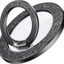 Syncwire Magnetic Phone Grip for MagSafe, Sparkle Ring Holder, Rotatable Kickstand Bling Ring Stand Removable MagSafe Accessories for iPhone 17 Pro Max 16 15 14 13, Android, Samsung etc. (Black Diamond)