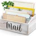 DRASTAR Mail Organizer Countertop, Mail Holder with 4 Slots, Mail Sorter Organizer for Desk, Envelope Holder for Home Office, Retro White