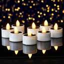 Homemory 12Pcs Solar Tea Lights Outdoor Waterproof, Rechargeable Dusk to Dawn Lighting, Flameless Flickering LED Votive Candles for Fairy Garden Decor, Patio Tables, Christmas Lanterns, Windows