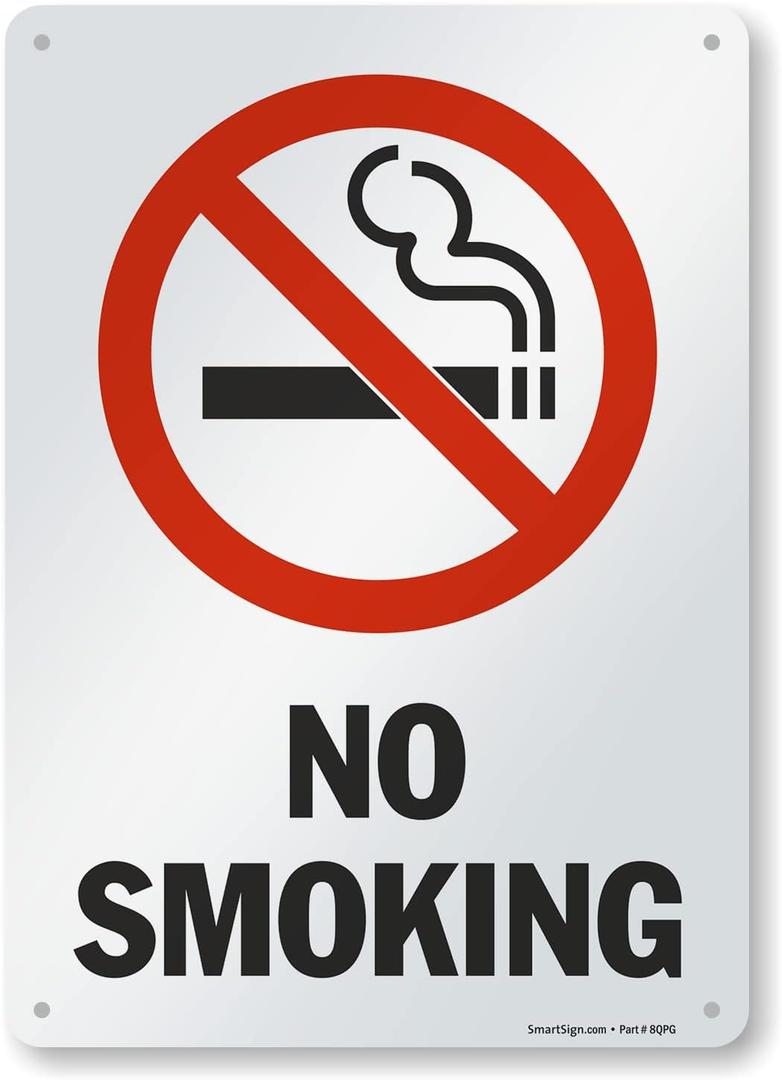 SmartSign Aluminum Sign, Legend "No Smoking" with Graphic, 14" high x 10" wide, Black/Red on White