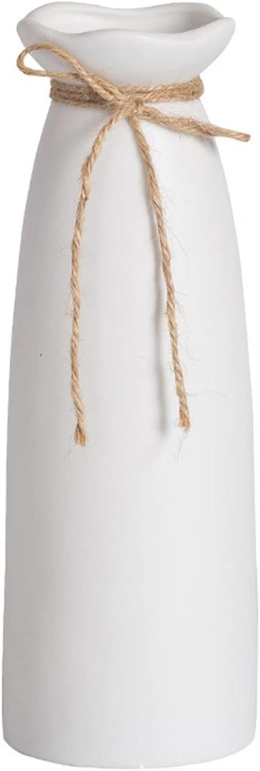 White Ceramic Vase-Flower Vase Dried Flower Vase for Modern Home Decor, Fit for Foyer Living Room Fireplace Bedroom Kitchen, Decent Gift, 8.27" H
