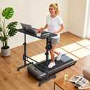 Adjustable Standing Desk with Wheels, Portable Rolling Walking Pad Desk, Small Laptop Table for Home Office, Sit Stand up Workstation, Size 15.7"x31.5", Black