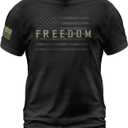 Freedom T Shirt, American Flag Shirt, Freedom Shirts for Men, Patriotic Shirts for Men (Black, L)
