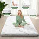 SCHNAUZER HOME Japanese Floor Mattress Viscose Derived from Bamboo, 100% High Density Foam, 3.5" Thicken Cooling Foldable Futon Mattress Tatami Mat, Roll Up Floor Bed for Guest Room Bedroom RV, Twin