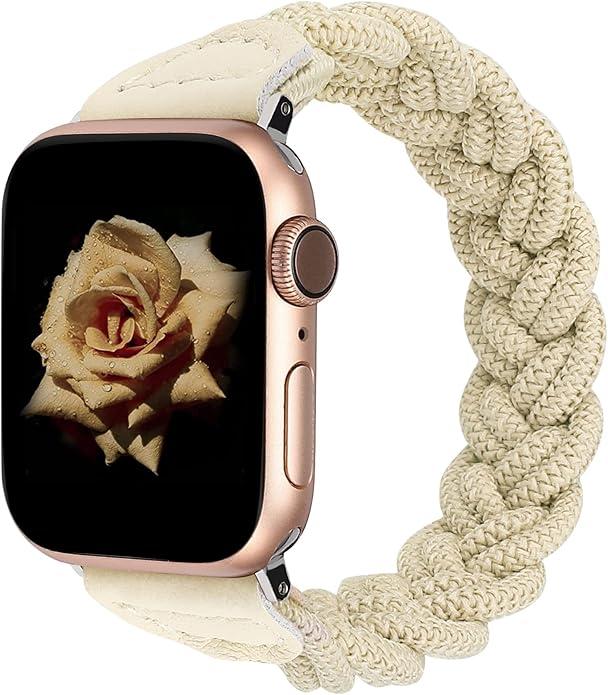 Wearlizer Stretchy Braided Band Compatible with Apple Watch Bands Women 38mm 40mm 41mm 42mm 44mm 45mm 46mm 49mm Slim Elastic Solo Loop Strap Woven for iWatch Series 11 10 9 8 7 6 5 4 3 SE/Ultra 3 2 1
