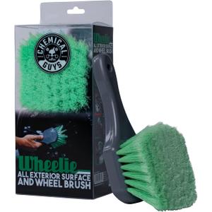 Chemical Guys Wheelie All Exterior Surface and Wheel Brush, Wheel Cleaner Brush with Soft Bristles, Safe Cleaning of Rims, Tires, and Exterior Surfaces on Cars, Trucks, Motorcycles, RVs, & More, Green