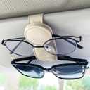 KIWEN Sunglasses Holder for Car Visor, Magnetic Leather Sunglass Eyeglass Hanger Clip for Car Sun Visor Accessories (1, Black)