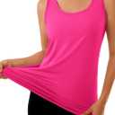 Women's Workout Tank Tops Racerback Quick Dry Sleeveless Shirt for Yoga Running Gym Loose Fit Athletic Tanks (Pink, M)