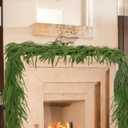 9FT Artificial Christmas Norfolk Pine Garlands,Real Touch Thickness Realistic Green Greenery Evergreen Cedar Garland,Winter Garland for Mantel, Fireplace,Stair Holiday Party Indoor Outdoor Decorations