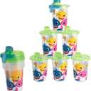 The First Years Take & Toss Pinkfong Baby Shark Sippy Cups - Reusable Toddlers Cups with Lids - Kids Party Pack with 2 Travel Caps - 10 Oz - 10 Count