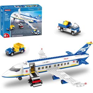WINGIFT 510 Pcs City Passenger Airplane Building Set, 6 IN1 Plane Building Blocks Toys, STEM Aircraft Bricks with Shuttle Bus, Baggage Truck,Airplanes Model Toys Gifts for Adults Boys Girls Age 6-12+
