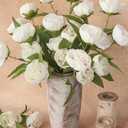 Floroom 6 Pcs Faux Silk Peony Artificial Flowers, 27" Long Stem Peonies Bulk, Fake Flower Branches for Tall Vases DIY Wedding Bouquet Centerpieces Floral Arrangements Fillers Home Decor, Ivory