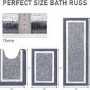 Pauwer Bathroom Rugs Set 3 Piece Non Slip Washable, Plush Absorbent Microfiber Bath Mat Shower Rug Runner Quick Dry, Super Soft U Shaped Toilet Mats Floor Carpet, Dark Grey, 18"x26"+18"x48"+u Shape 20"x24"
