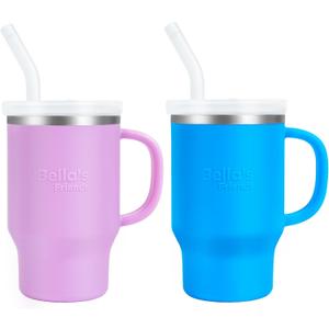 Handy Mini Tumbler, 9oz Sippy Cups for Toddlers 1-3, Stainless Interior, LeakProof Toddler Cups, Birthday Gifts for 1 Year Old Girls Boys, Baby Girl Daycare Essentials with Name Stickers, 2 Pack