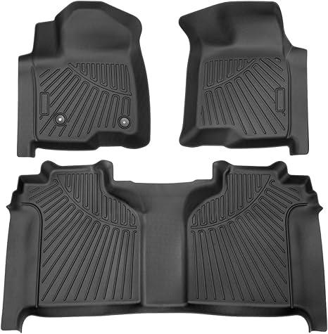 Powerty 3D Floor Mats for 2019-2026 Chevrolet Silverado 1500 & GMC Sierra 1500 Crew Cab & 2020-2026 Silverado/Sierra 2500HD 3500HD, Bucket Seat, All-Weather TPE Anti-Slip Car Protection Liners