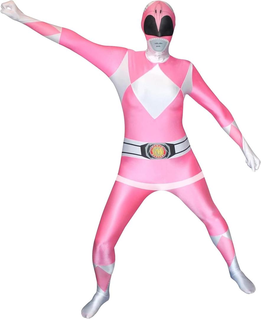 Morphsuits Power Ranger Costume Adult, Power Rangers Costume Adult Men, Power Ranger Costume Adult Woman (XX-Large, Pink)