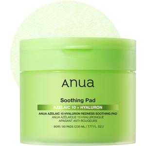ANUA Azelaic Acid 10 Hyaluronic Acid Soothing Toner Pads, Hydrating Facial Mask for Redness, Pore & Blemish Care, Quick & Easy Stretchable Formula, Korean Skincare, 90 Pads