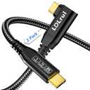 LDLrui 4Ft USB C to USB C Monitor Cable 8K@60Hz/4K@144Hz, Right Angle USB 4 Display Cable, 40Gbps High Speed Data Transfer Cord,240W Fast Charge for iPhone 16, MacBook Pro, iPad, Lenovo(2 Pack)