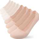 No Show Socks Womens: loafers for women Invisible fit, stretchy, cotton sole, anti-slip, cuttable (One Size, 8 Pairs: Skin Tone & Apricot Combo)