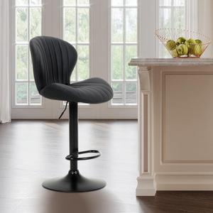 COLAMY Bar Stools Set of 1, Modern Swivel Bar Chairs, Adjustable Faux Leather Upholstered Barstools Counter Height with High Backrest for Bar, Kitchen Island, Dining Room, Black