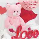 Tezituor Giant Teddy Bear 4 Feet - Big Pink Stuffed Animal with Love Red Heart - Large Stuffed Bear Plush Toys for Kid Christmas Birthday - Valentines Bear Gift for Girlfriend