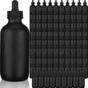 Epakh 50 Pack 4oz Glass Dropper Bottles Black Glass Eye Dropper Container Refillable Bottle with Dropper Round Dropper Dispenser Bottle for Essential Oils Perfumes Lab Travel Home