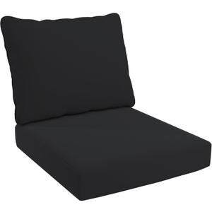California Umbrella Outdoor Deep Seat, Patio Seat Cushion, 24 x 48 Inch, Premium Outdoor Densified Fiber, Fade Resistant, Sunbrella Fabric, Black, 24 inches x 48 inches x 5.5 inches