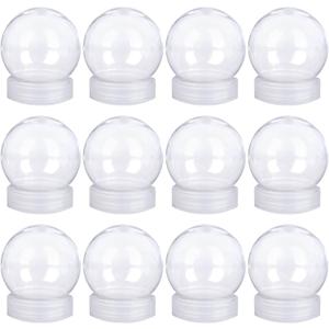 12 Pieces DIY Water Globe Snow Globe 2.7 Inch (69mm) Height Clear PET Plastic with Screw Off Cap for DIY Crafts Christmas Decoration