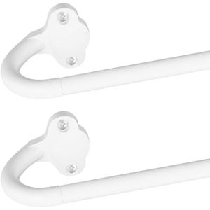 2 Pack Wrap Around Curtain Rods,White Curtain Rods 48 to 84 Inch,5/8 Inch Adjustable Blackout Curtain Rod Set with Bracket,Room Darkening Window Rod,Metal Hidden Curved Drapery Rods 48-84",White