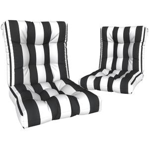 Outdoor Chair Cushions, Tufted Back Patio Furniture Cushions Set of 2, Water Repellent Wicker Chair Cushion for Home Garden, 42x21x4 Inch, Cabana Black