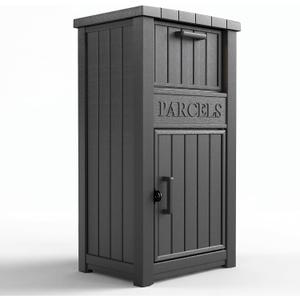 WTFGO Package Delivery Box for Outside, Parcel Drop Box, Classic Black | Large, Lockable & Weatherproof, Anti-Theft, For Porch, Curbside, House Storage, 60 Gallon