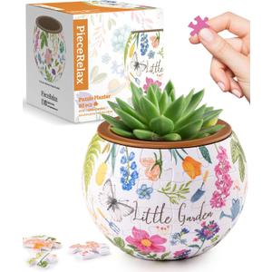 PieceRelax 3D Puzzle Planter 80 Pieces - Flower Pot - Little Garden, Home Decor Flower Pots for Indoor Cactus, Succulents Pots [K1116]