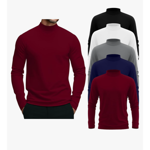 August Alley 4Pack Men's Mock Turtleneck Shirts, Long Sleeve Tops Pullover Basic Casual Slim Fit Lightweight T-Shirts Pack XS