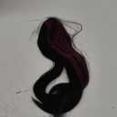 SEIKEA Ponytail Extensions Drawstring Long Straight Fake Pony Tail Natural Soft Clip in Hair Extension Synthetic Heat Resistant Hairpiece 28 Inch Natural Black with Pink Highlights (28 Inch 155G (Pack of 1))