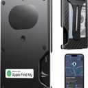 Wallet for Men, Slim Minimalist Wallet Card Holder with Location Tracking, Build in Airtag Chip Compatible with Apple Find My, RFIDBlocking Smart Air Wallet with Money Clip (Black Carbon Fiber)