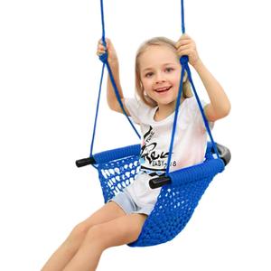 Swing Seat for Kids Heavy Duty Rope Play Secure Children Swing Set,Perfect for Indoor,Outdoor,Playground,Home,Tree,with Snap Hooks and Swing Straps,440 lbs Capacity, Blue