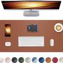 Leather Mouse Pad & Desk Blotter Mat - Non-Slip PU Laptop Desk Pad, Waterproof Writing Pad for Office & Home (Brown, 36" x 17")