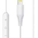 Lightning Earbuds for iPhone Apple MFi Certified Headphones with Lightning Connector in Ear Headphones with Built in Microphone Hands Free Calling and Track Controls, White