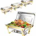 9QT Gold Chafing Dishes for Buffet, Golden Chafing Dish Buffet Set
4 Pack Rectangular Stainless Steel Gold Food Warmers for Parties Buffet, Elegant Gold Chafers and Buffet Warmers Sets